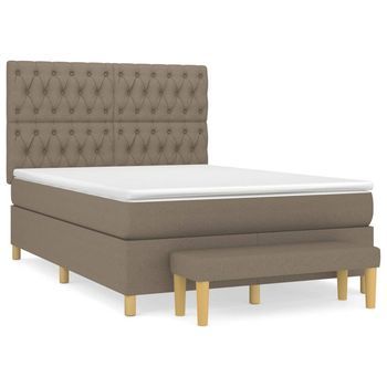 Cama Tapizada 193x144x128 Cm Tejido (100 % Poliéster), Contrachapado Y Madera Tratada - Taupe