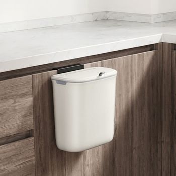 Cubo de basura colgante con tapa de 9 l blanco