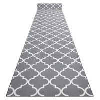 alfombra de pasillo con refuerzo de goma 133 cm enrejado trebol marro 133x640 cm