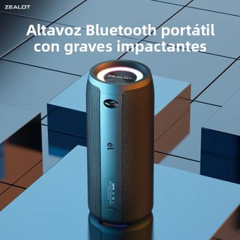 Altavoz Bluetooth zealot_S51PRO para Exteriores, Resistente al Agua IPX5, 40W, BT5.3, Altavoz Estéreo con Sonido Envolvente y Luces LED Pulsantes