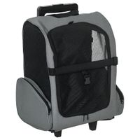 pawhut transportin carrito para mascotas 2 en 1 mochila de viaje con 2 ruedas para perros gatos con asa retractil 42x25x55 cm gris   aosom espana