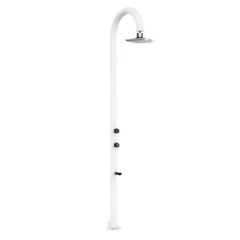 Ducha Blanca De Aluminio Con Led Agua Calientefría Lavapies Y Doble Entrada