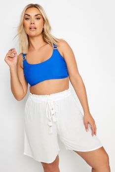 Yours Bermudas Blancas Con Cordón Con Borlas, Mujer Curvy Y Tallas Grandes, Yours