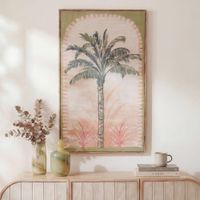 cuadro pintado con palmeras tricolor 60x110 cm