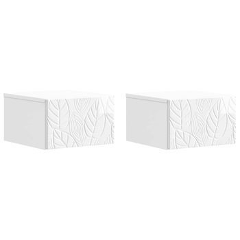 Mesa Lateral Montada En La Pared 2 Pcs Blanco Brillante Vidaxl