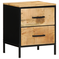 pack 2 uds mesitas de noche  mesilla de noche  cabinete de noche 40x35x50 cm madera maciza rustica de mango cfw68970