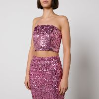 rotate birger christensen sequinned mesh bandeau top - dk 42uk 14