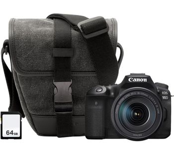 CANON EOS 90D DSLR Camera with EF-S 18-135 mm f/3.5-5.6 IS STM Lens, 64 GB SD Card & Bag Bundle