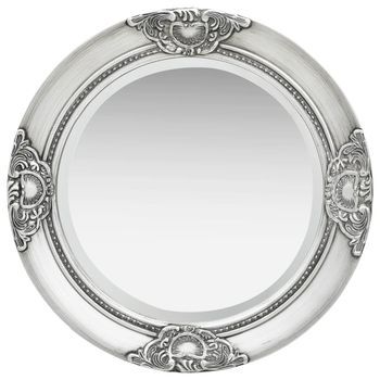 Espejo De Pared，espejo De Baño Estilo Barroco Plateado 50 Cm Cfw276671