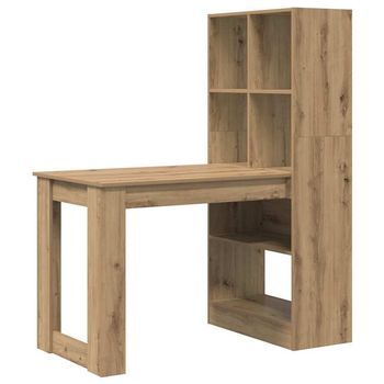 Escritorio | Mesa De Trabajo Con Estante Roble Artesanal 122 X 67 X 145 Cm