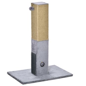 PawHut Poste Rascador para Gatos 79 cm Arañador para Gatos con Bola Colgante Poste de Yute 59,5x39x79 cm Gris