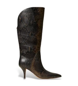 Twinset para mujer. 262TGT074 Botas altas de piel con estampado de pitón marrón (37), 3 a 5cm, Ninguno, Casual