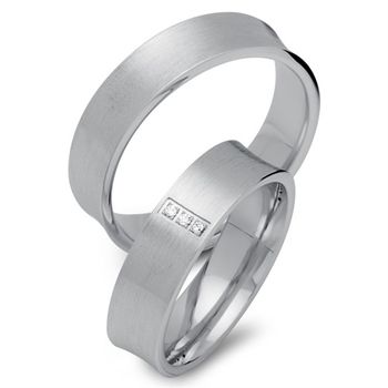 Alianzas 8 quilates oro blanco 3 diamantes