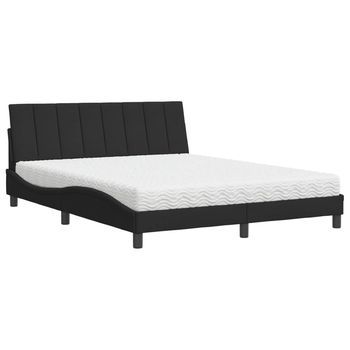 Cama Con Colchón Hanko Terciopelo Negro 160x200 Cm Vidaxl