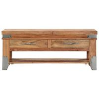 mesa de centro 110x52x45 cm madera maciza de acacia con acabado natural - marron