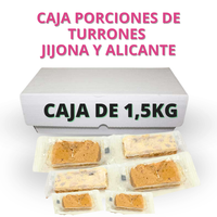 porciones de turron blando jijona y duro alicante en cajas a