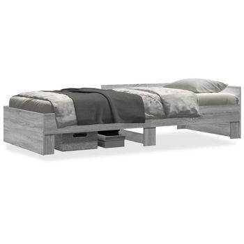 Cama Individual | Cama De Adulto | Estructura De Cama Madera De Ingeniería Gris Sonoma 90x200 Cm