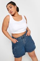 yours vaqueros cortos cargo en azul medio mujer curvy y tallas grandes yours