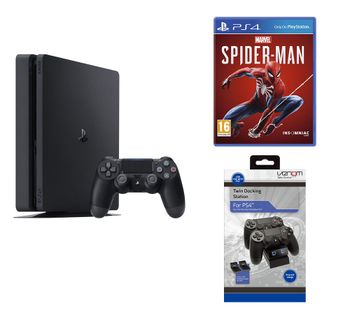 SONY PlayStation 4, Marvel's Spider-Man & Twin Docking Station Bundle - 500 GB, Red