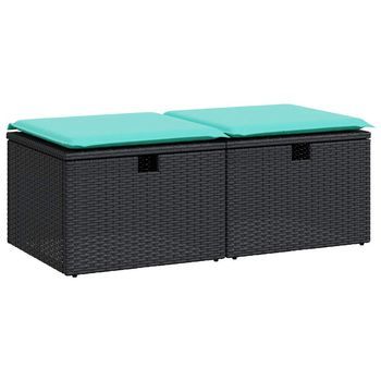Set Sofás Jardín Y Cojines 2 Pzas Ratán Sintético Acacia Negro Cfw758887