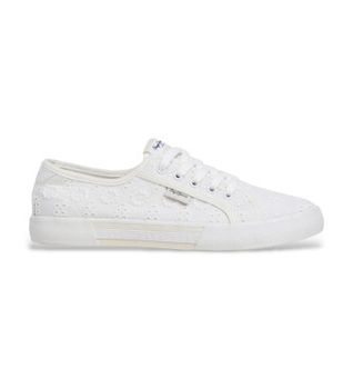 Pepe Jeans para mujer. PLS300018 Zapatillas Brady Cute blanco (37), Tela, Plano, Cordones, Casual