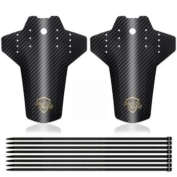 Guardabarros de fibra de carbono con patrón reflectante para bicicleta de montaña, ultraligero, universal, para rueda delantera y trasera, con bridas para cables, accesorios portátiles para ciclismo