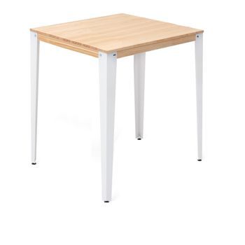 Mesa Lunds Alta 70x70x110cm Blanca En Madera Maciza De Pino Acabado Natural Estilo Nórdico Industrial Box Furniture
