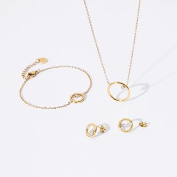 Juego de joyería de acero inoxidable chapado en oro