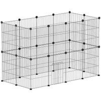 jaula para animales pequenos valla metalica modular para mascotas con puerta y paneles de acero 120x60x80 cm negro