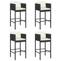 pack 4 uds taburetes de bar  taburete de cocina  taburete alto con cojines ratan sintetico negro
