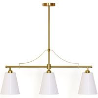 lampara colgante de techo en metal dorado envejecido con 3 pantallas - bubles dorado