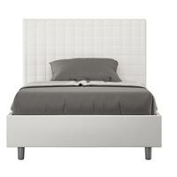 cama tapizada 120x190 cm polipiel blanca con estampado de cuadros sunda-