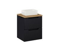 mueble lavabo individual 50cm 2 cajones riva negro y madera