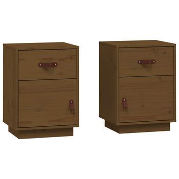 Mesitas De Noche 2 Uds Madera De Pino Marrón Miel 40x34x55 Cm Vidaxl