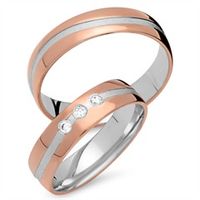 alianzas 18 quilates oro rojo-blanco 3 diamantes