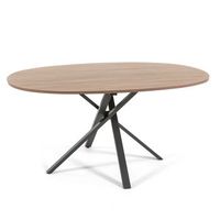 mesa ovalada 150x100 cm con patas de metal y tablero laminado efecto madera - carlo