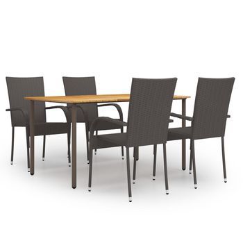 Set De Muebles De Comedor De Jardín 5 Piezas De Ratán Marrón Vidaxl