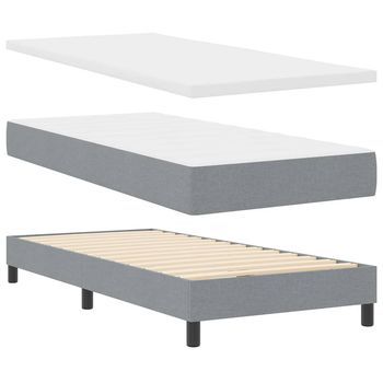 Cama Box Spring Con Colchón Con Colchón Gris Claro 200 X 200 Cm