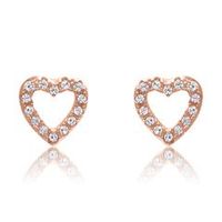 pendientes de plata 925 en forma de corazon rosa