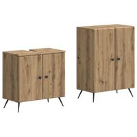 juego de gabinete de bano de 2 piezas breda roble artisan vidaxl