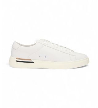 BOSS para hombre. 50502885 Zapatillas de piel tipo cupsole blanco (41), Plano, Cordones, Casual