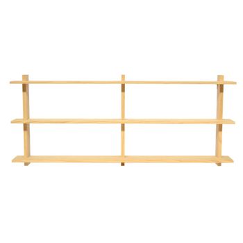 Estantería triple de pared en pino natural 150 cm Barnizado