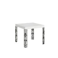 mesa extensible 90x90246 cm efecto madera fresno blanco hierro