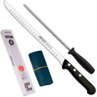 arcos  juego cuchillo jamonero arcos  3 pzas  jamonero acero inoxidable arcos 240 mm afilador chaira y cubre jamon  juego cuchillos arcos  jamonero profesional  paleta iberica  eco