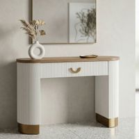 consola de madera blanca y marron 121x40x78 cm
