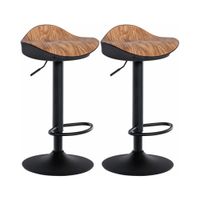 set de 2 taburetes de bar regulable en simil cuero natural