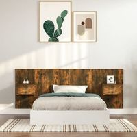 cabecero de cama  panel de cabecera  decoracion de pared con mesitas madera contrachapada roble ahumado cfw458668