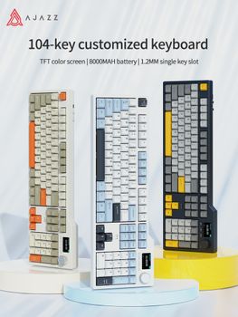 Teclado Mecánico Ajazz AK35I V3 MAX, 8000 mAh, Compatible con Hot-Swap, 104 Teclas, Pantalla TFT a Color de 1,14 Pulgadas, Control de Volumen, Bluetooth, Ideal para Uso en Casa y Oficina