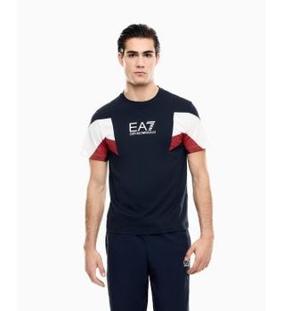 EA7 para hombre. 7M001603_AF12503 Camiseta Summer Block marino (XXL), Casual, Deportivo, Algodón, Manga corta