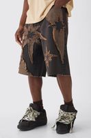 pantalon corto vaquero regular sin tratar con estrellas marrones brown